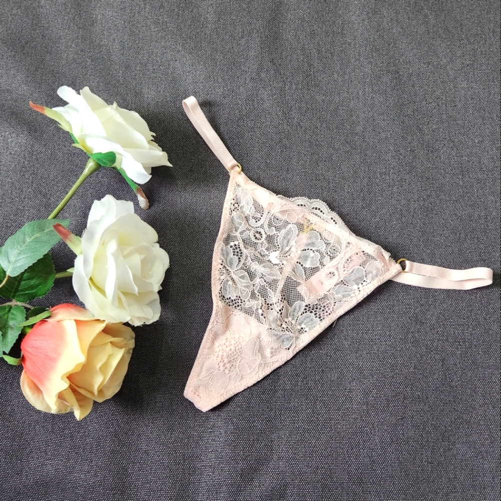 Victoria Secret V Hardware Lace V String Panty Purest Pink S M L sizes available